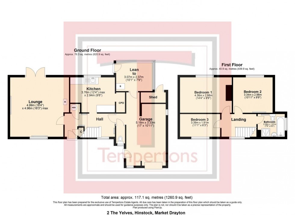 Floorplan for The Yelves, The Links, Hinstock