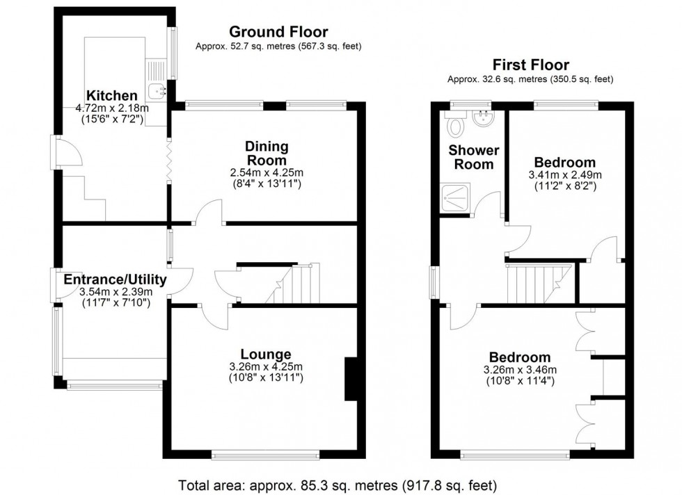 Floorplan for Fieldhouse Drive, Muxton