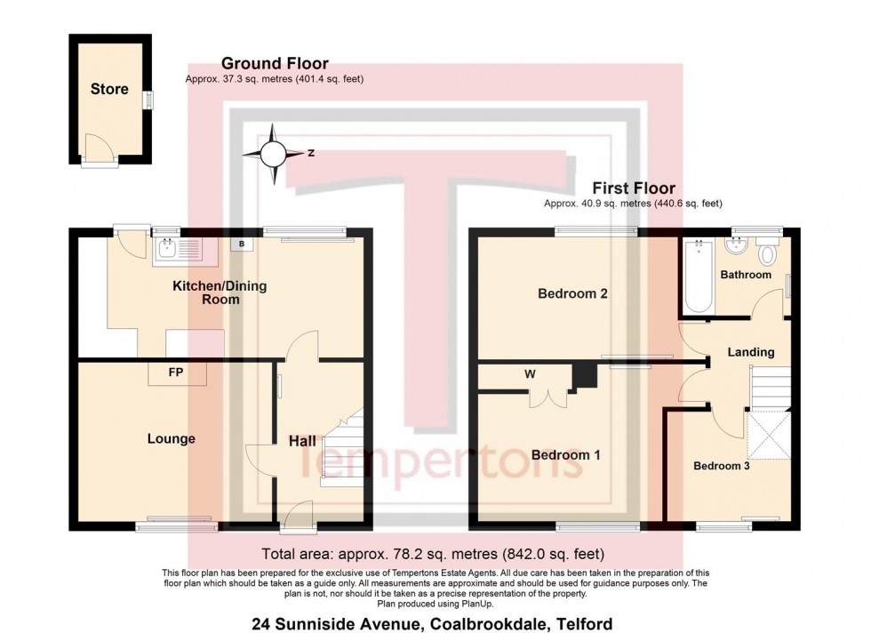 Floorplan for Sunniside Avenue, Coalbrookdale, Telford