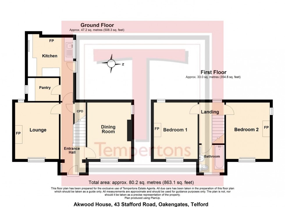 Floorplan for Stafford Road, Oakengates, Telford